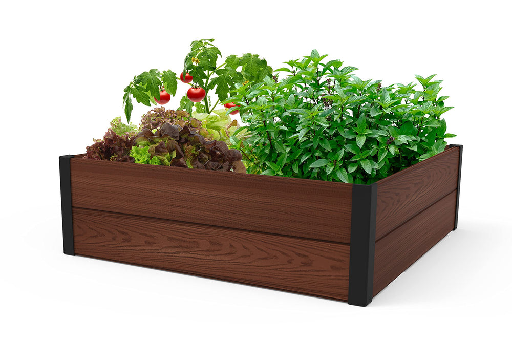 Keter front view of raised garden bed showing spacious planting area and curb appeal