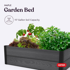 Keter with vegetables growing to show planting capacity and productive garden benefit