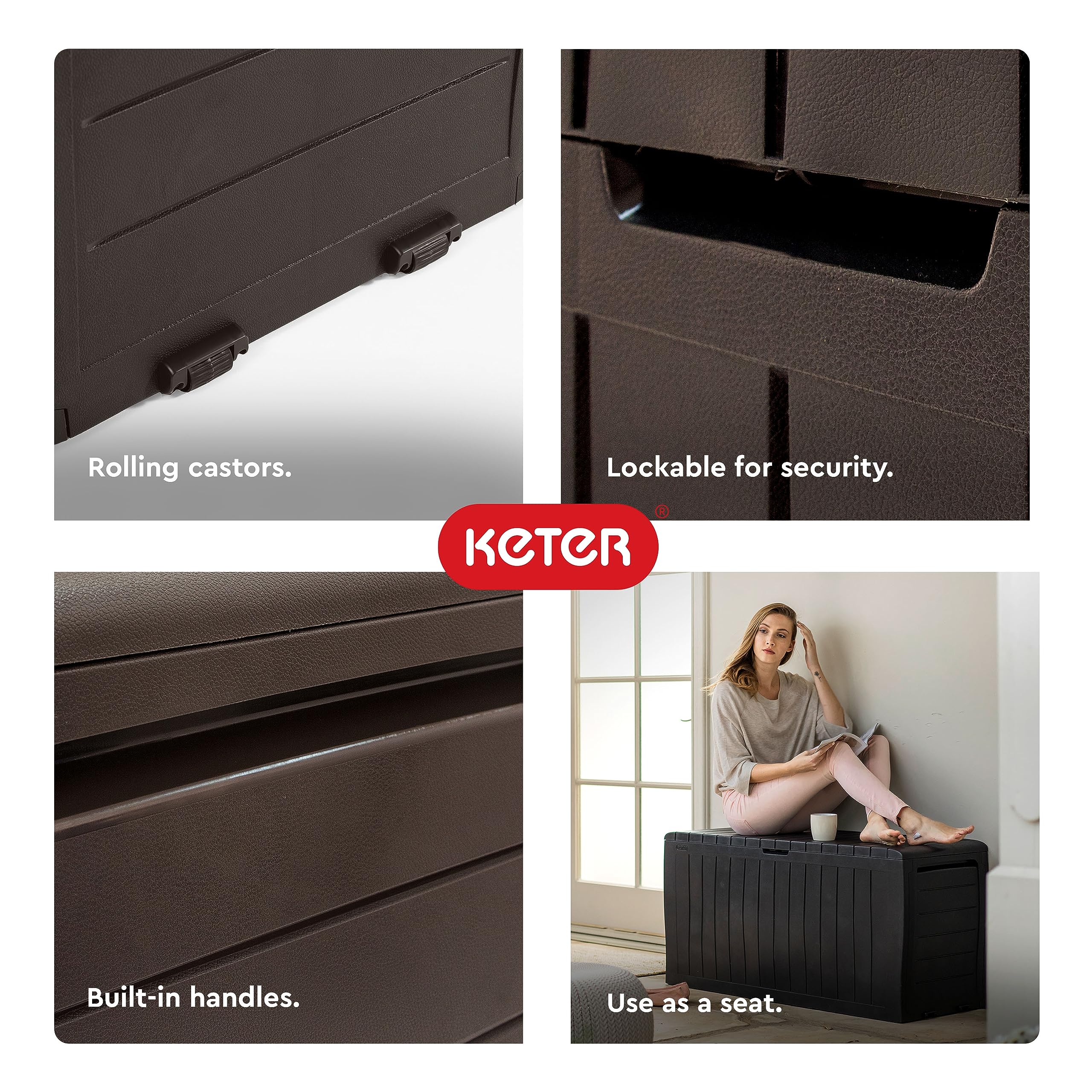 Keter top used as bench illustrating extra seating advantage