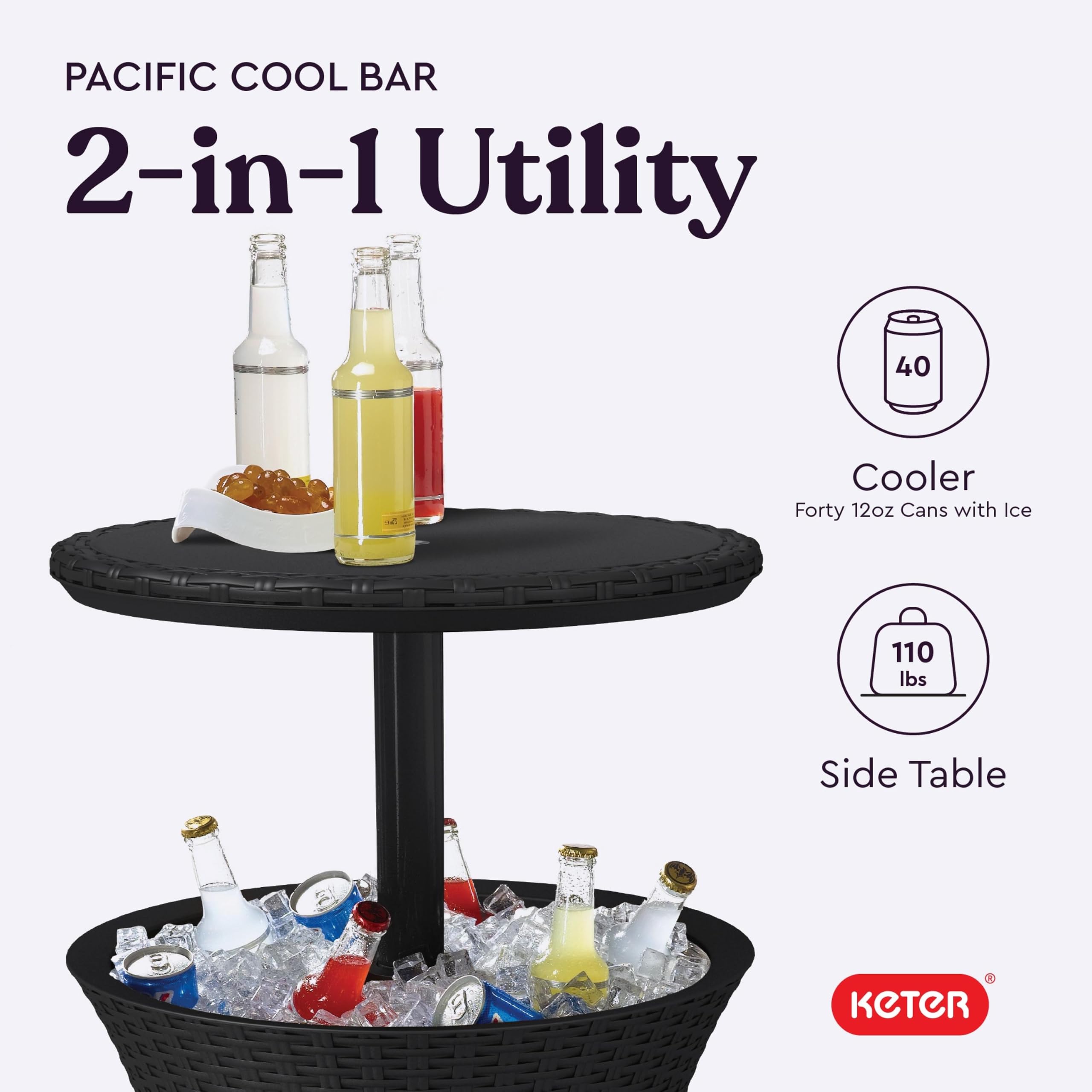 Keter Cool Bar engineered legs and base providing sturdy support when table is loaded