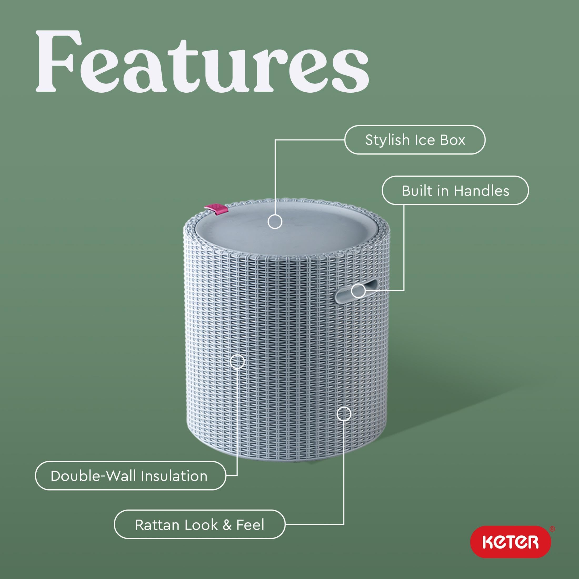 Keter side table next to hot tub providing convenient surface benefit