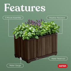 Keter planter close-up of wood-look texture showing weatherproof visual charm