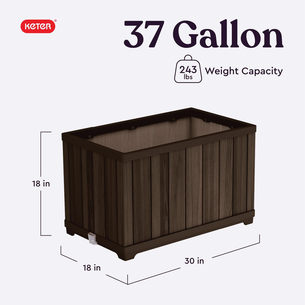 Keter planter top view showing roomy 37-gallon soil capacity benefit