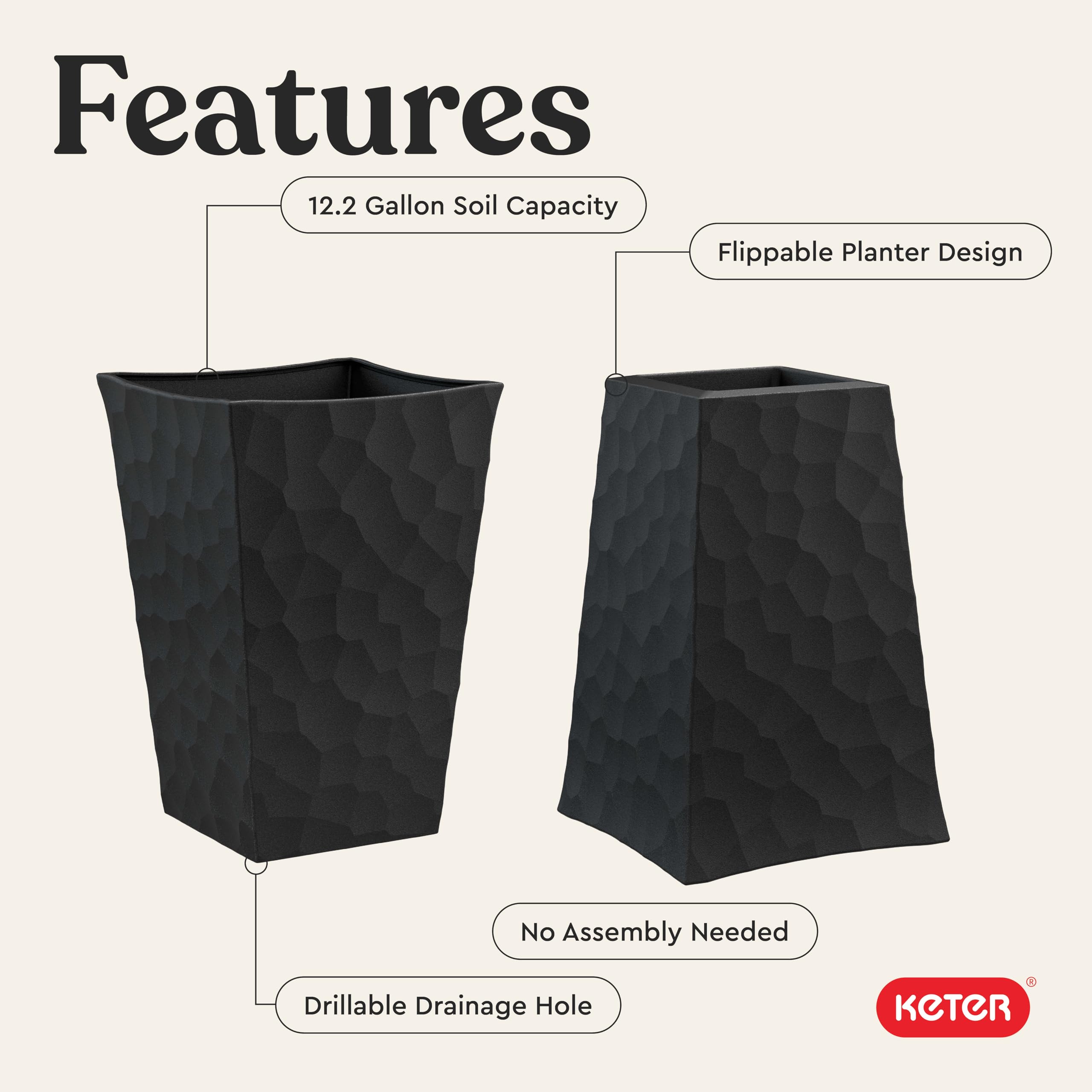 Keter inverted planter showing reversible design flexibility and alternative silhouette