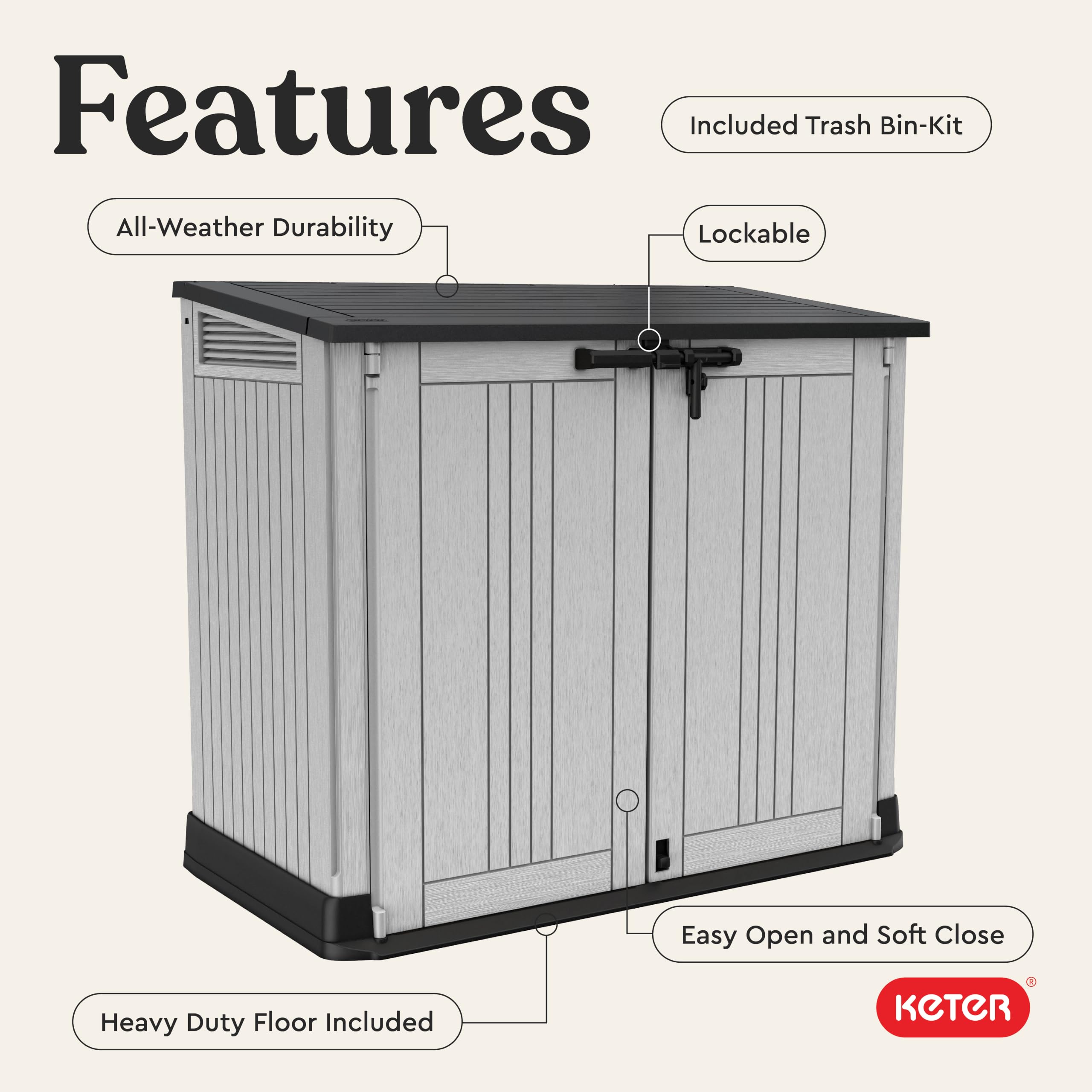 Keter interior floor panel visible protecting items from ground moisture