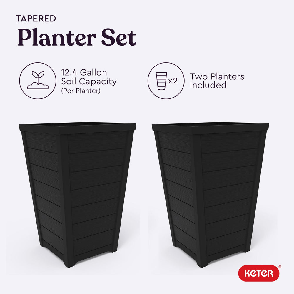 Keter set of two on a porch demonstrating paired symmetry and welcoming entryway style