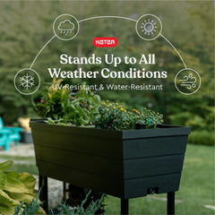 Keter Urban Bloomer closeup of water gauge for worry‑free watering control