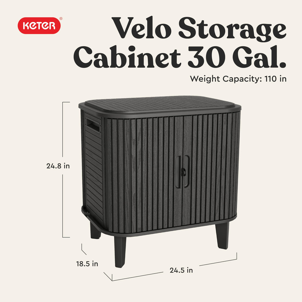 Keter Velo with lid open displaying interior space and organized storage benefit