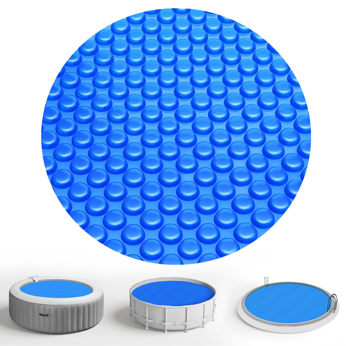 KETNET front packaging of 8 ft solar bubble cover showing product benefits