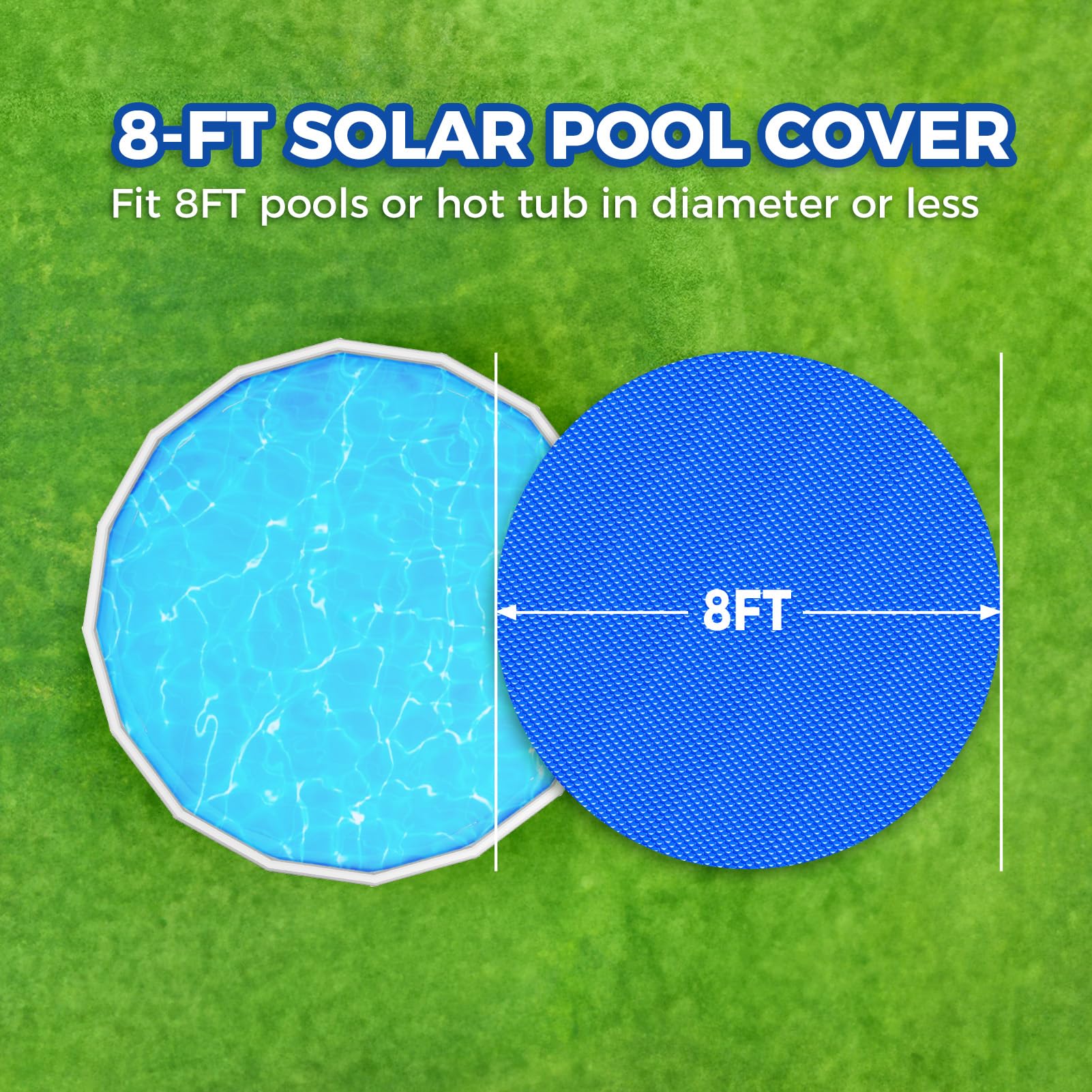 KETNET solar cover floating on pool to keep water warm and clean