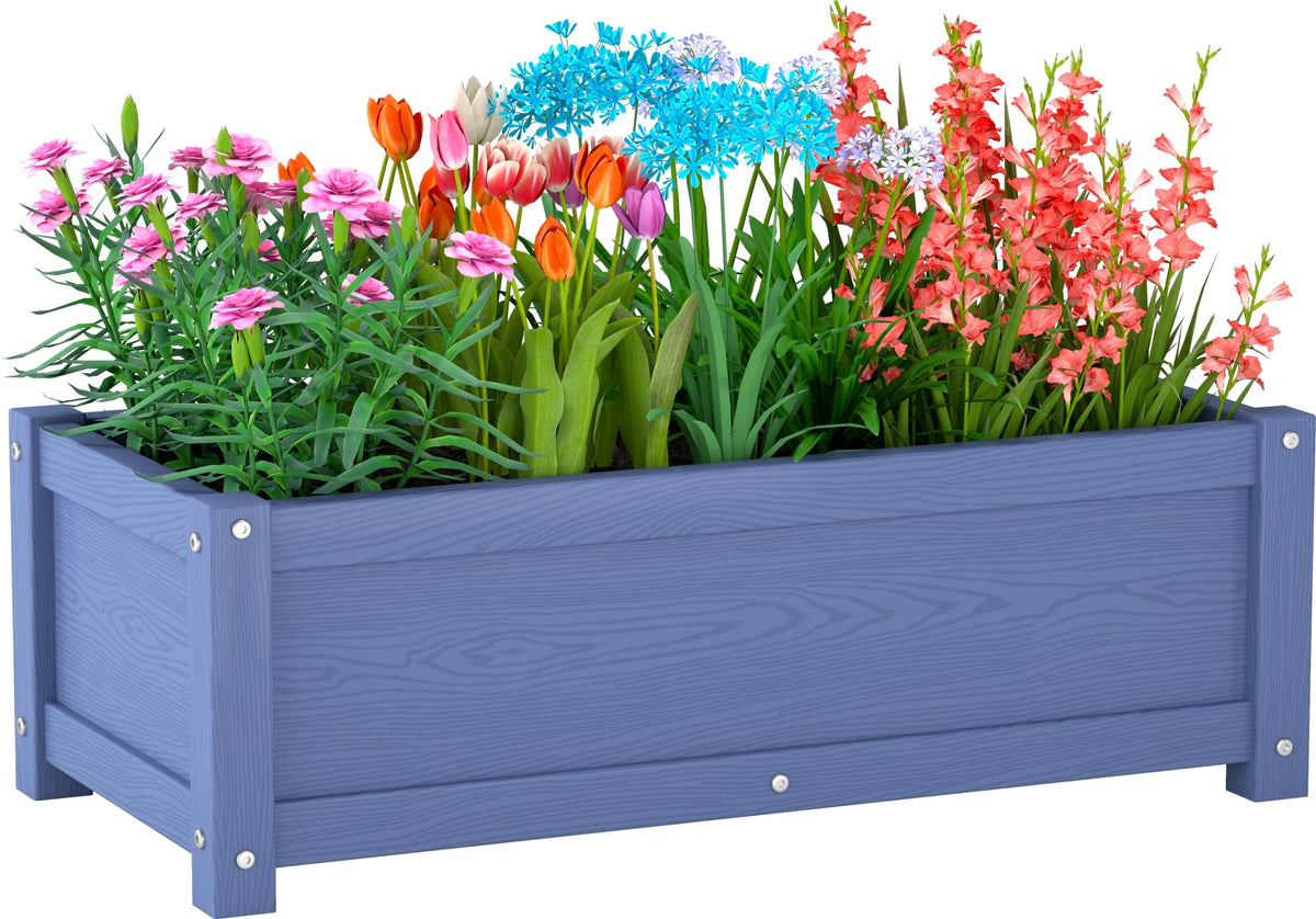 KETOYARK front view navy planter showing compact, modern outdoor design and durability