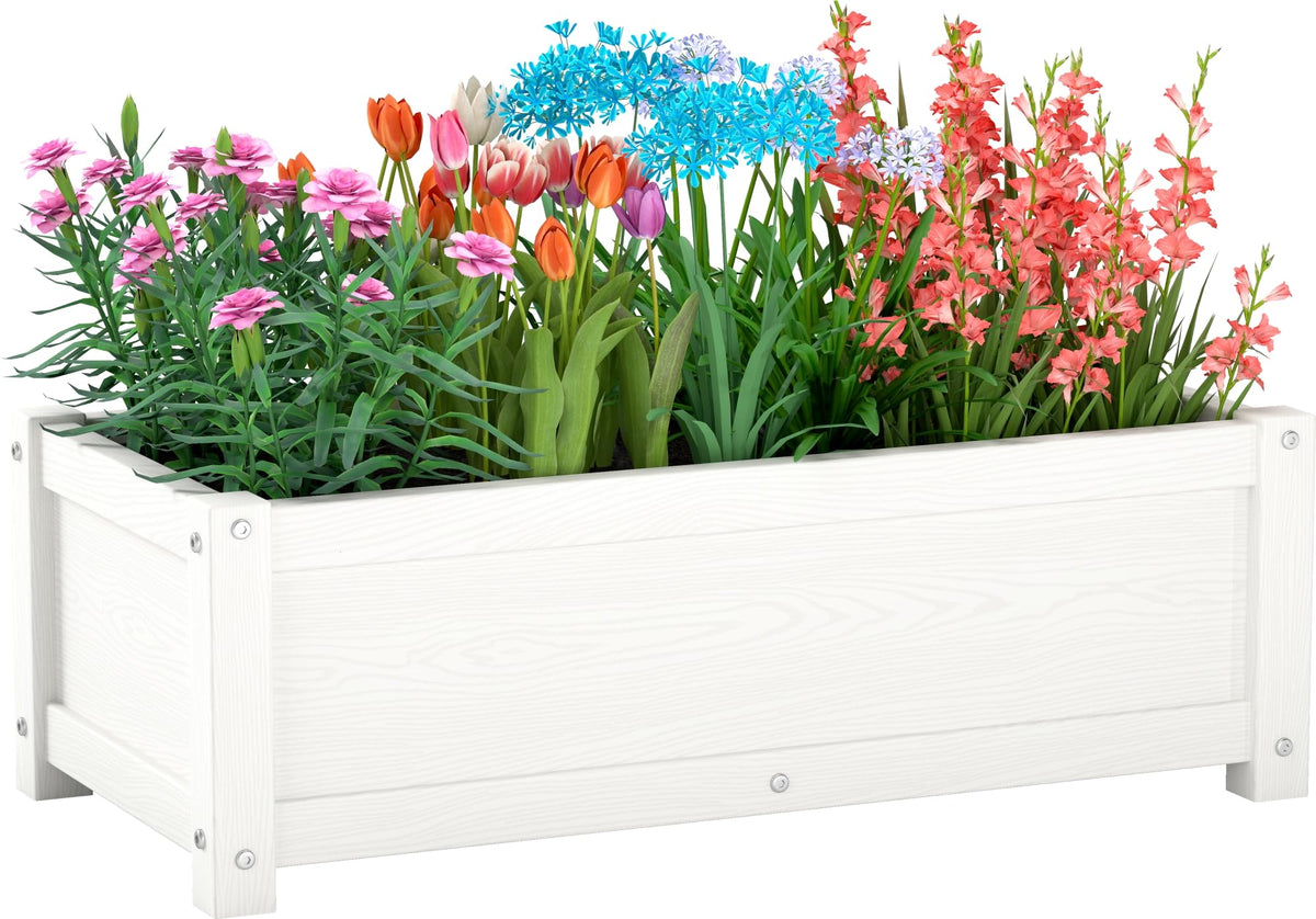 KETOYARK front view of white HDPE planter showing clean low-maintenance finish