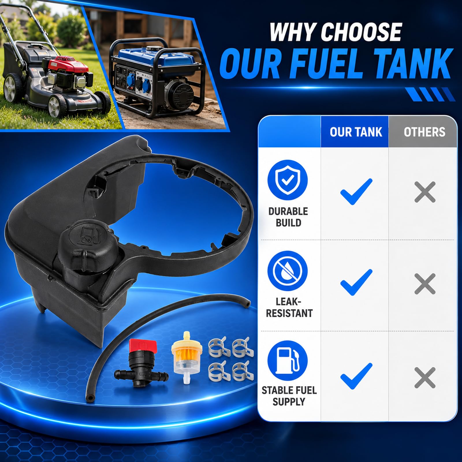 Keycci fuel tank in backyard generator setting showing reliable field use