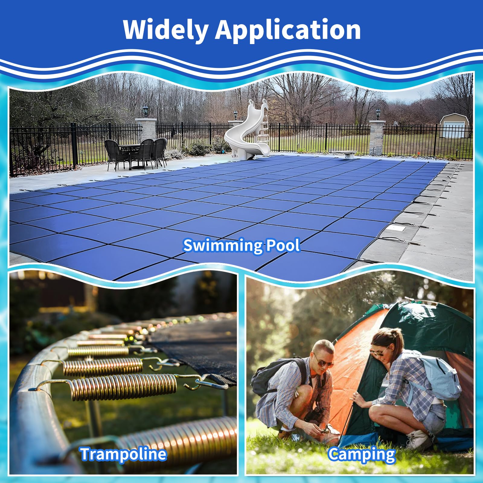 Keycci outdoor scene of a winter-covered pool showing durable seasonal protection