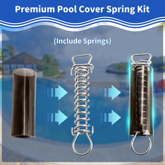 Keycci spring installed on an in-ground pool cover showing secure tensioning