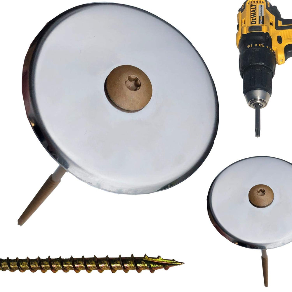 Keyfit Tools side profile of plaque and anchor demonstrating low-profile mower-safe benefit