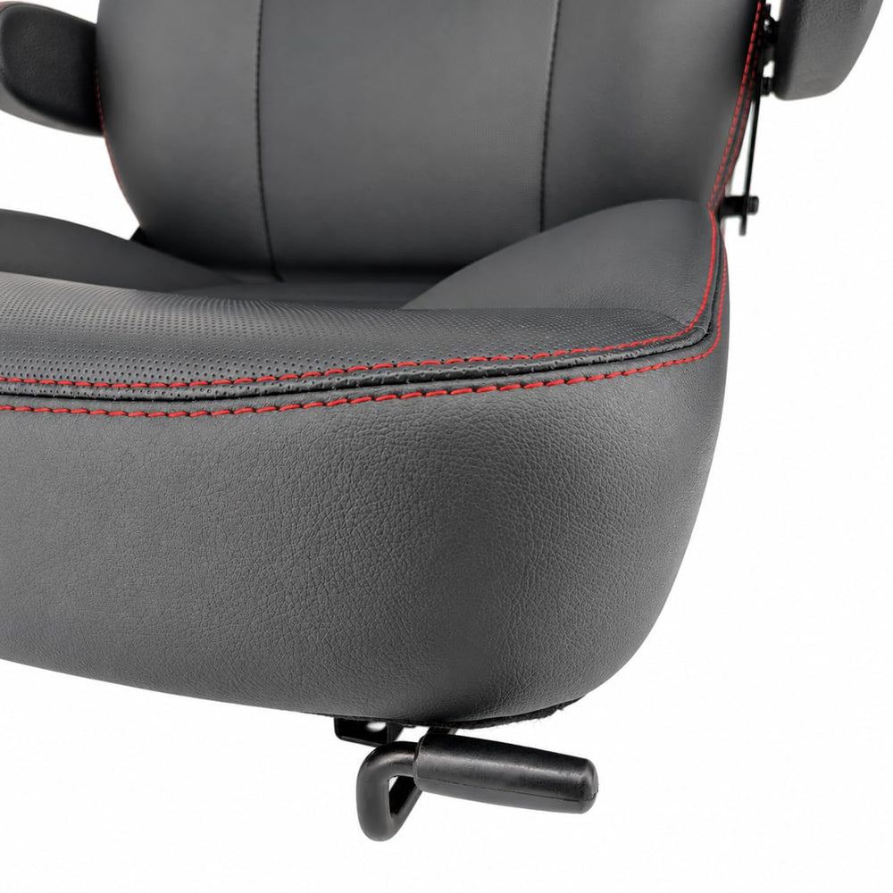 Keystone Seats DURA-RIDE side profile displaying adjustable slide rail benefit