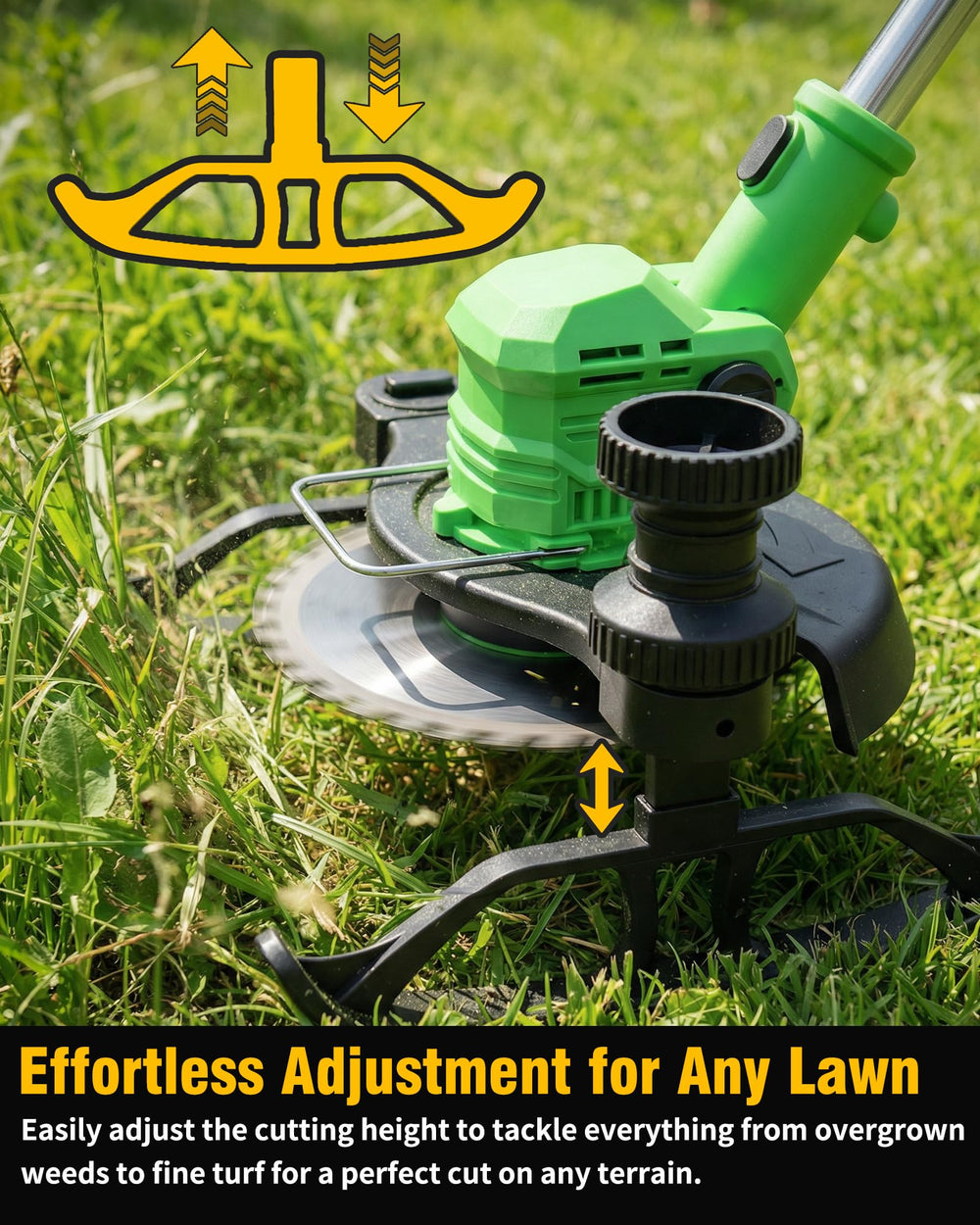 KFM folded weed wacker compact in a garage for easy storage and space saving