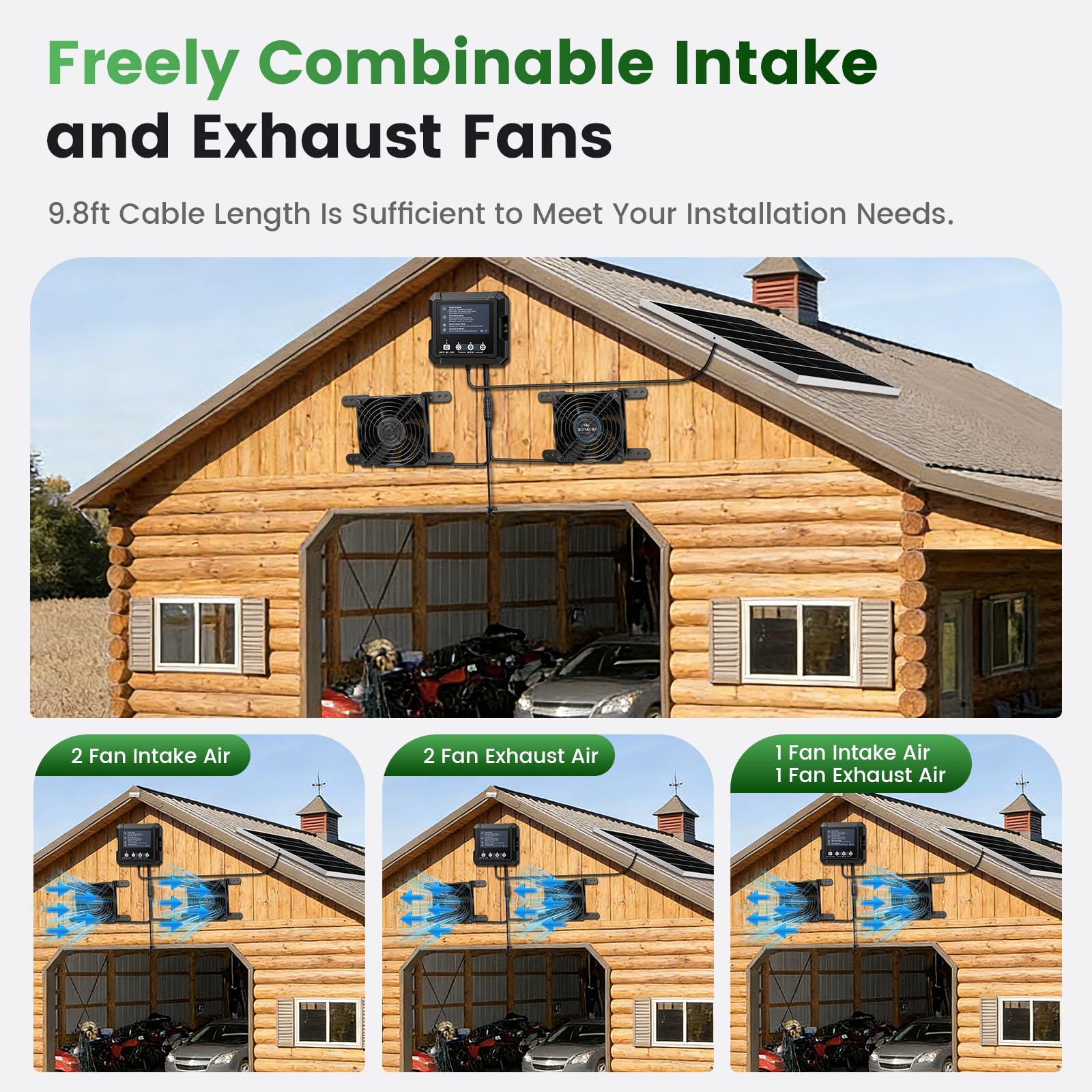 Kfonla fan exhausting warm air from shed for cooler interior