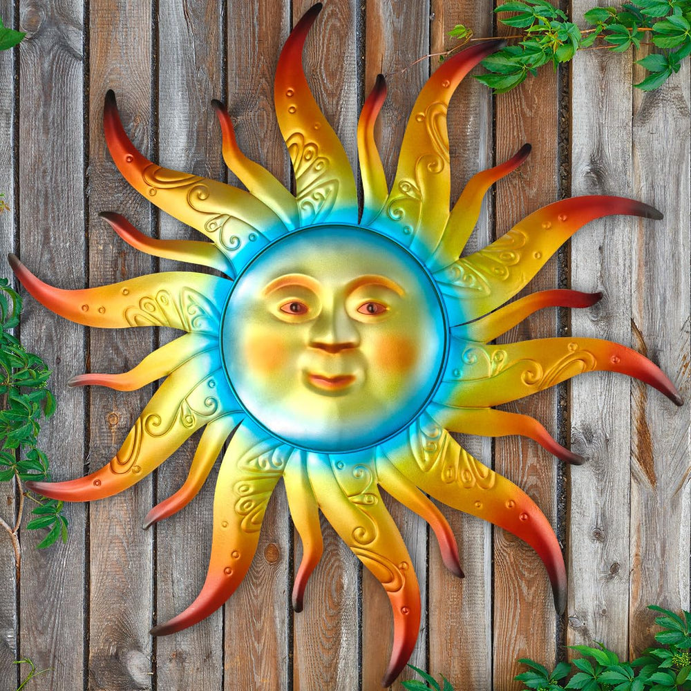 Kggetr metal sun front view adds vibrant focal point
