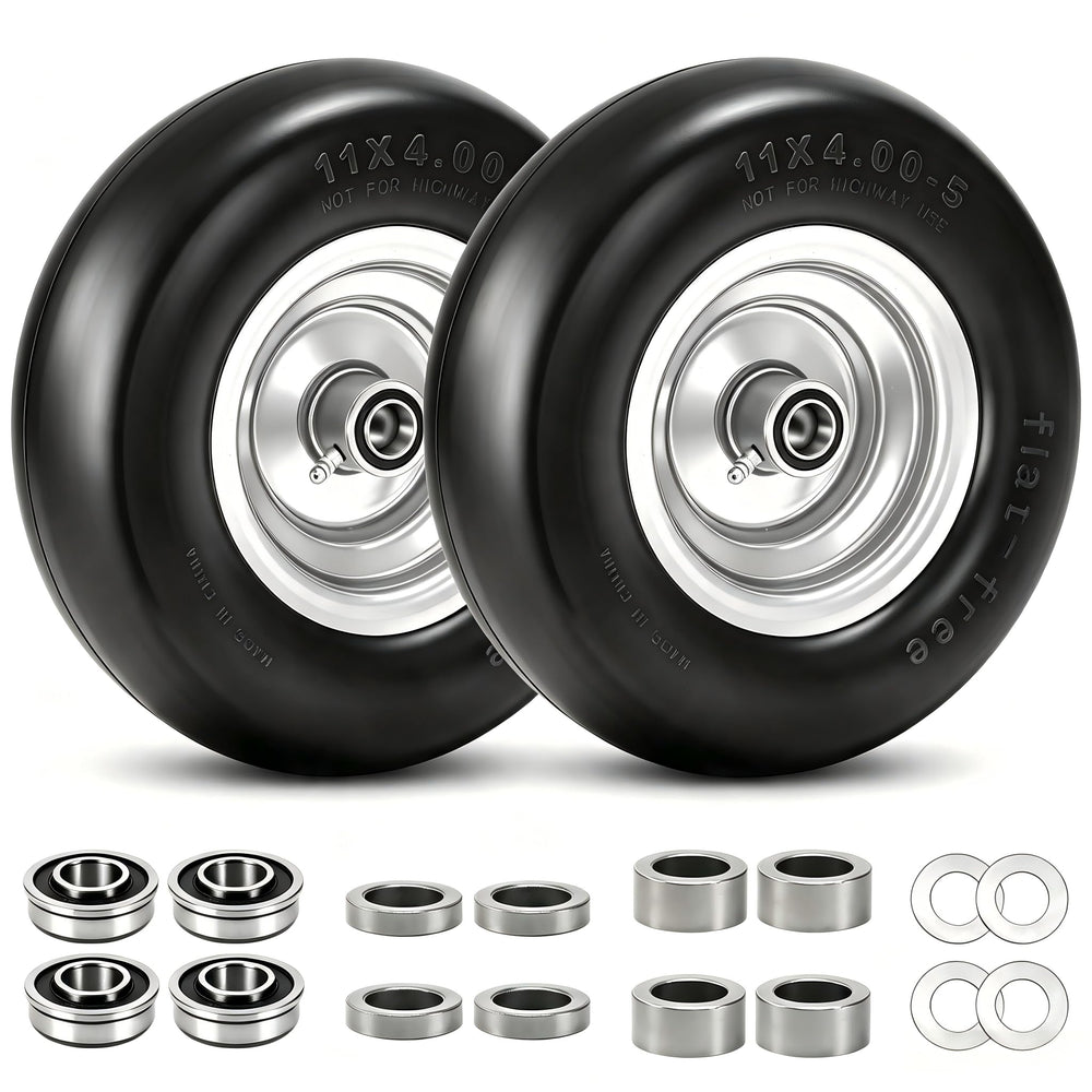 KGOJOY front wheel assembly showing solid tire and hub, durable replacement