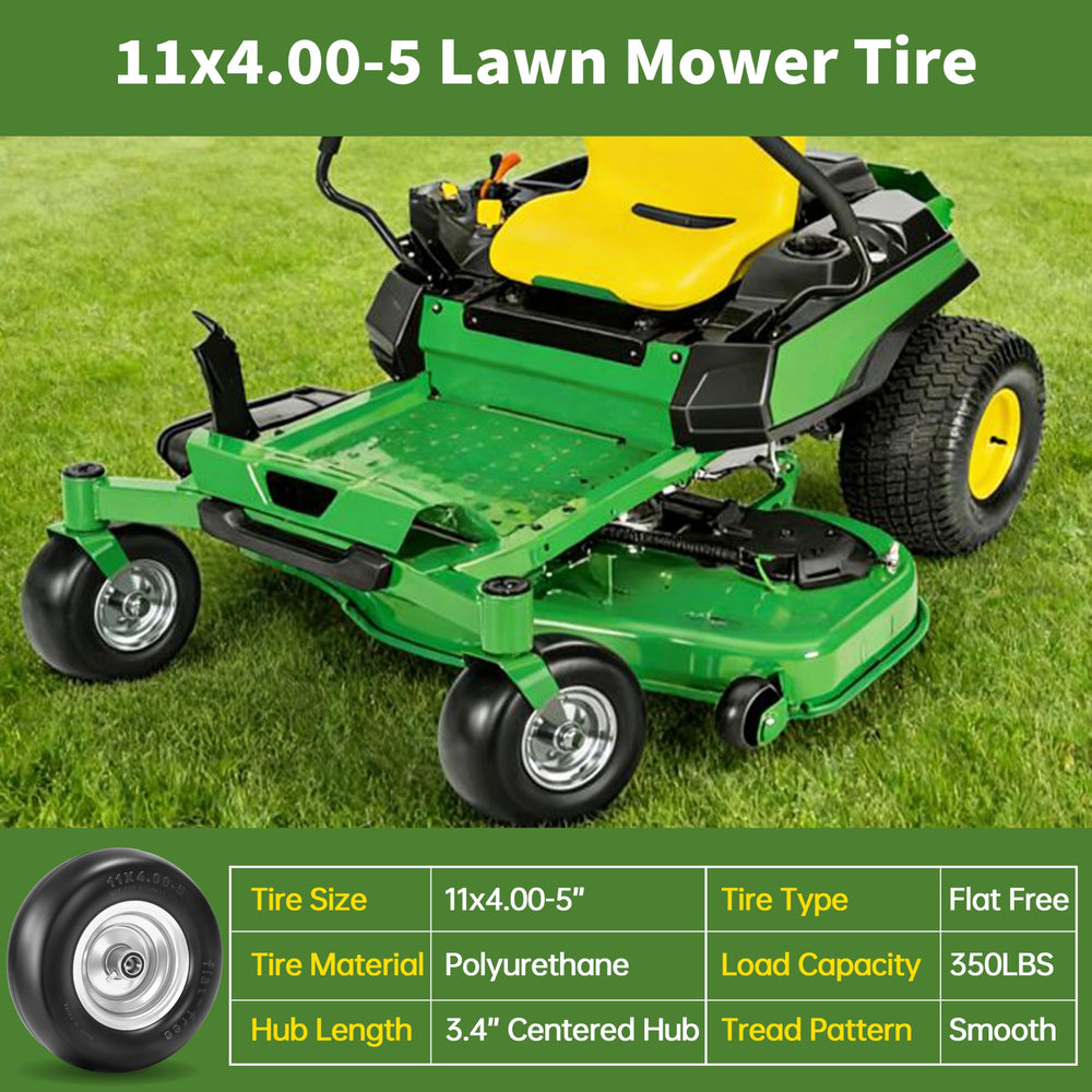 KGOJOY wheel on a lawn tractor in yard, provides low-maintenance mowing