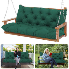 KGOSAUO front view of dark green 3-seater swing cushion showing full coverage and neat seams for comfort