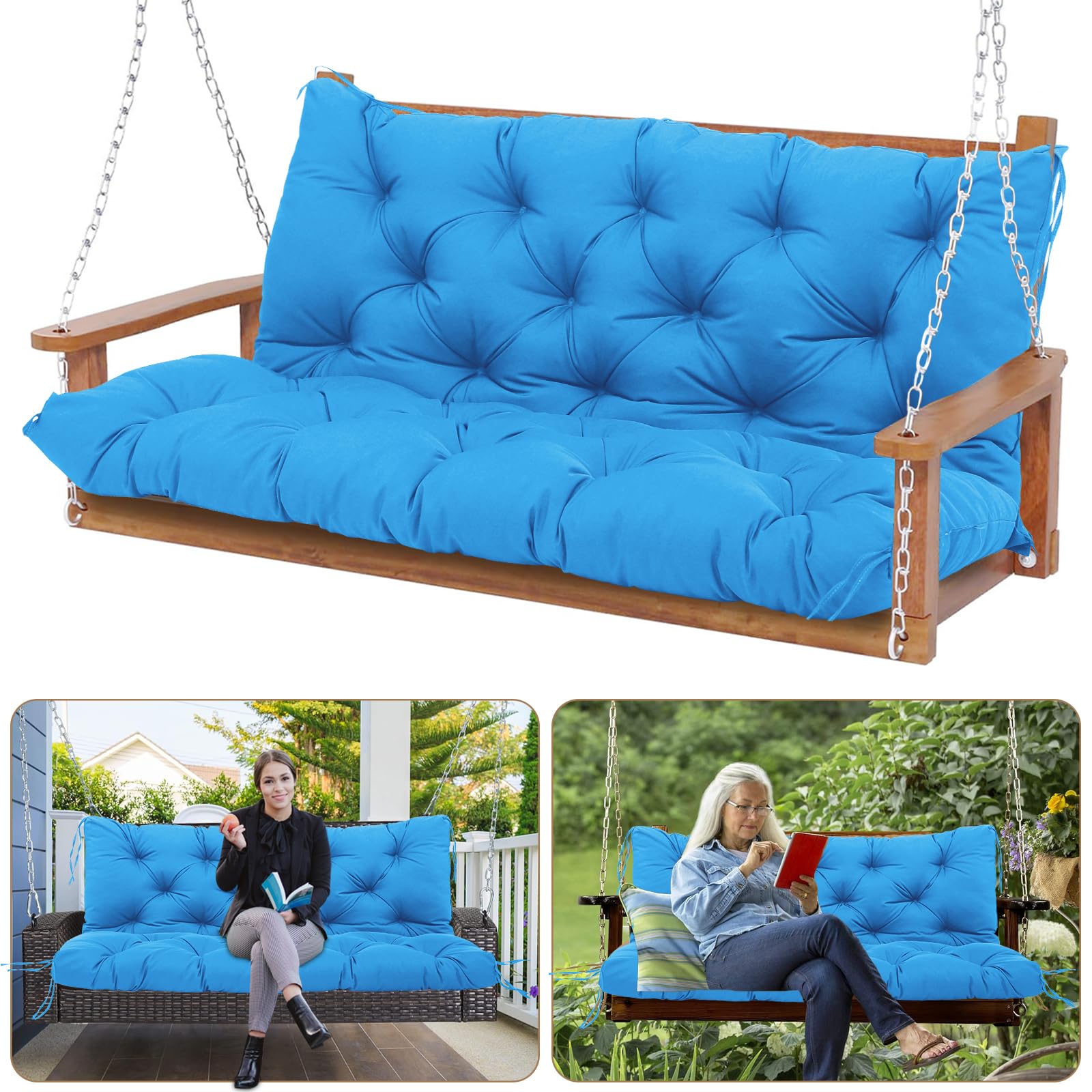 KGOSAUO peacock blue cushion front view showing vibrant color and full-seat coverage for comfort