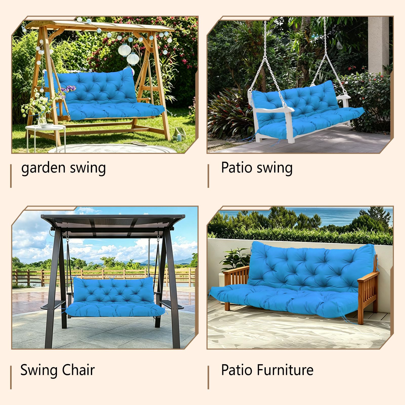 KGOSAUO cushion installed on porch swing in backyard offering stylish outdoor seating