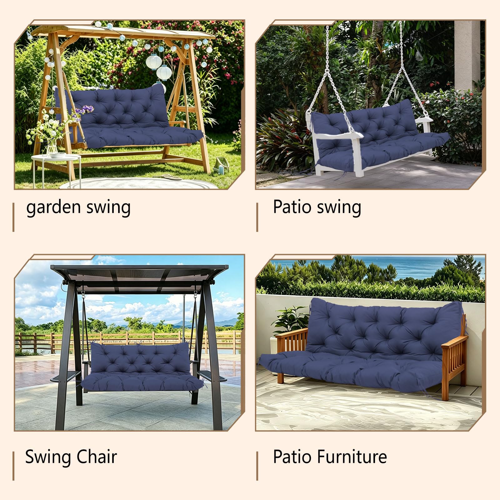 KGOSAUO lifestyle photo on wooden porch swing illustrating stylish outdoor comfort