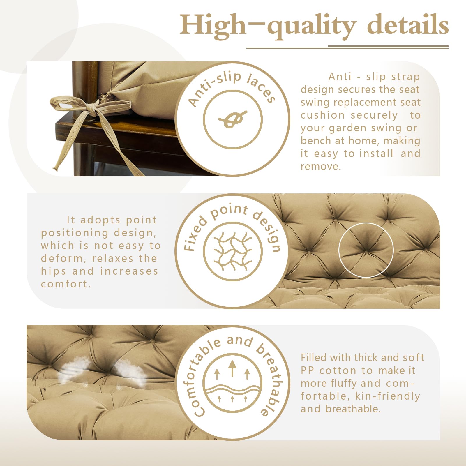 KGOSAUO anti-slip straps detail securing cushion for stable seating