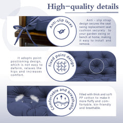 KGOSAUO ties and anti-slip straps detail securing cushion to swing for stable use