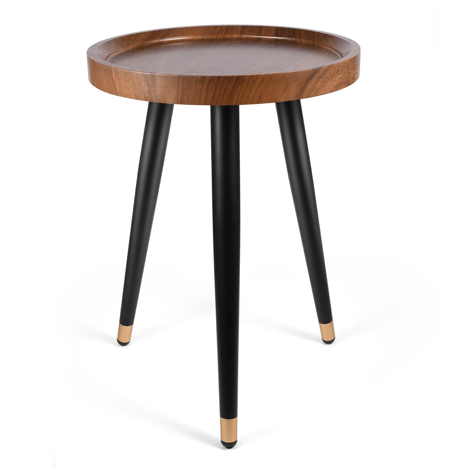 KGPLOME front view showing walnut top and three-leg stability for stylish display