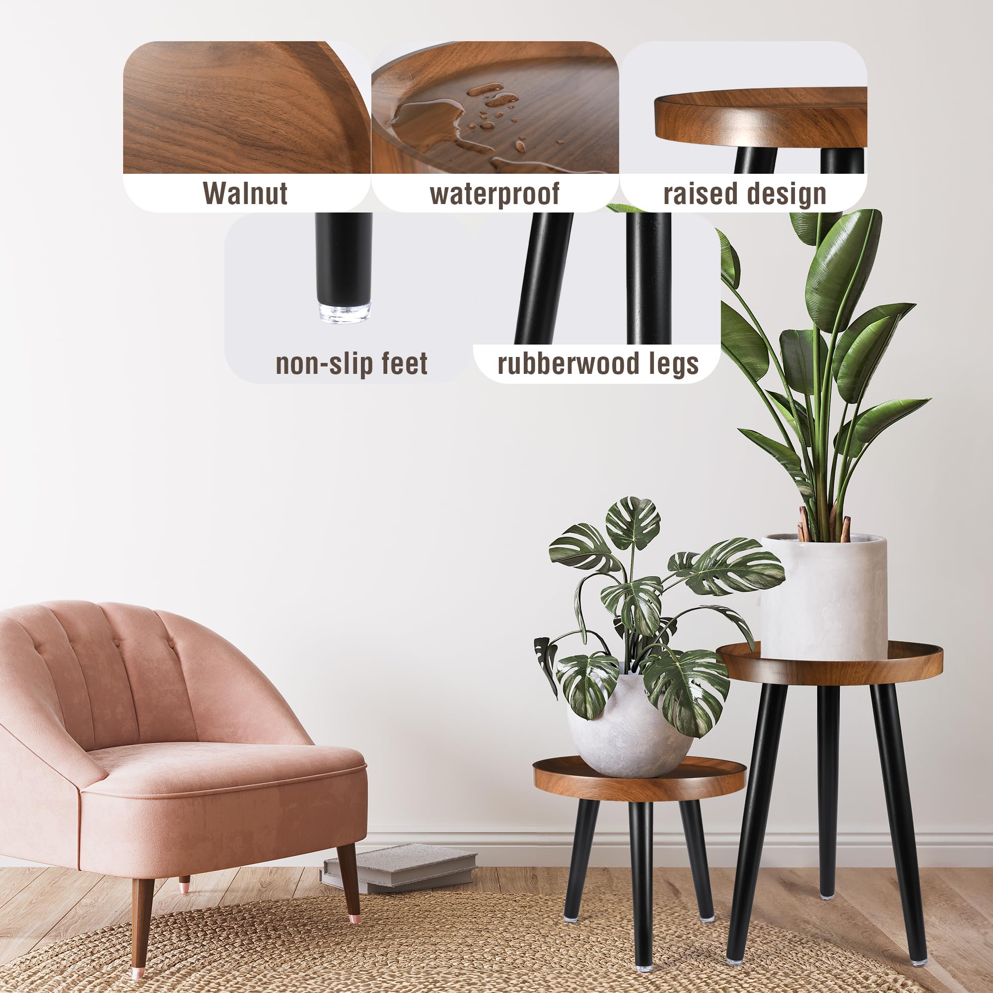 KGPLOME stand holding a large planter to show weight capacity and height