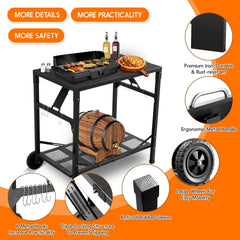 KHAMAL grill cart folded compact for easy storage and transport benefit
