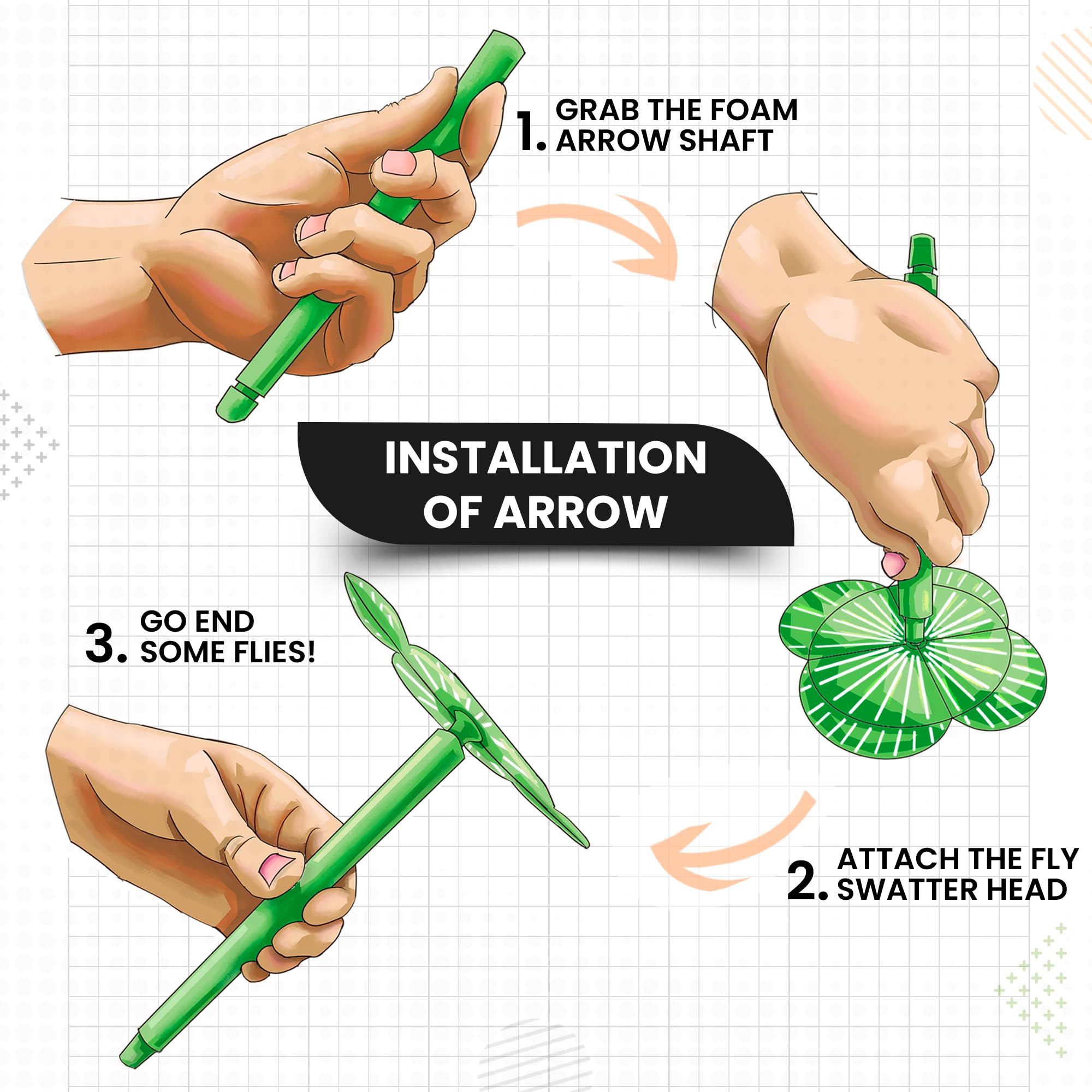 KHAMPA two arrows layout highlighting reusable tips for extended use