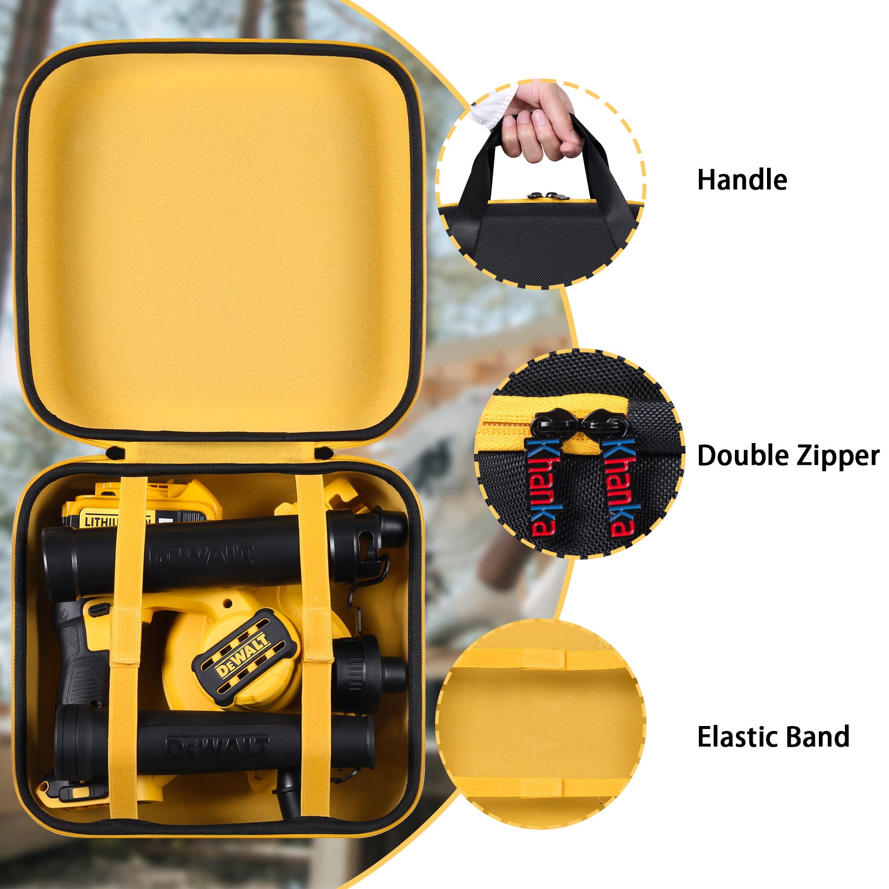 khanka close-up of double zipper and ergonomic handle for comfortable carrying