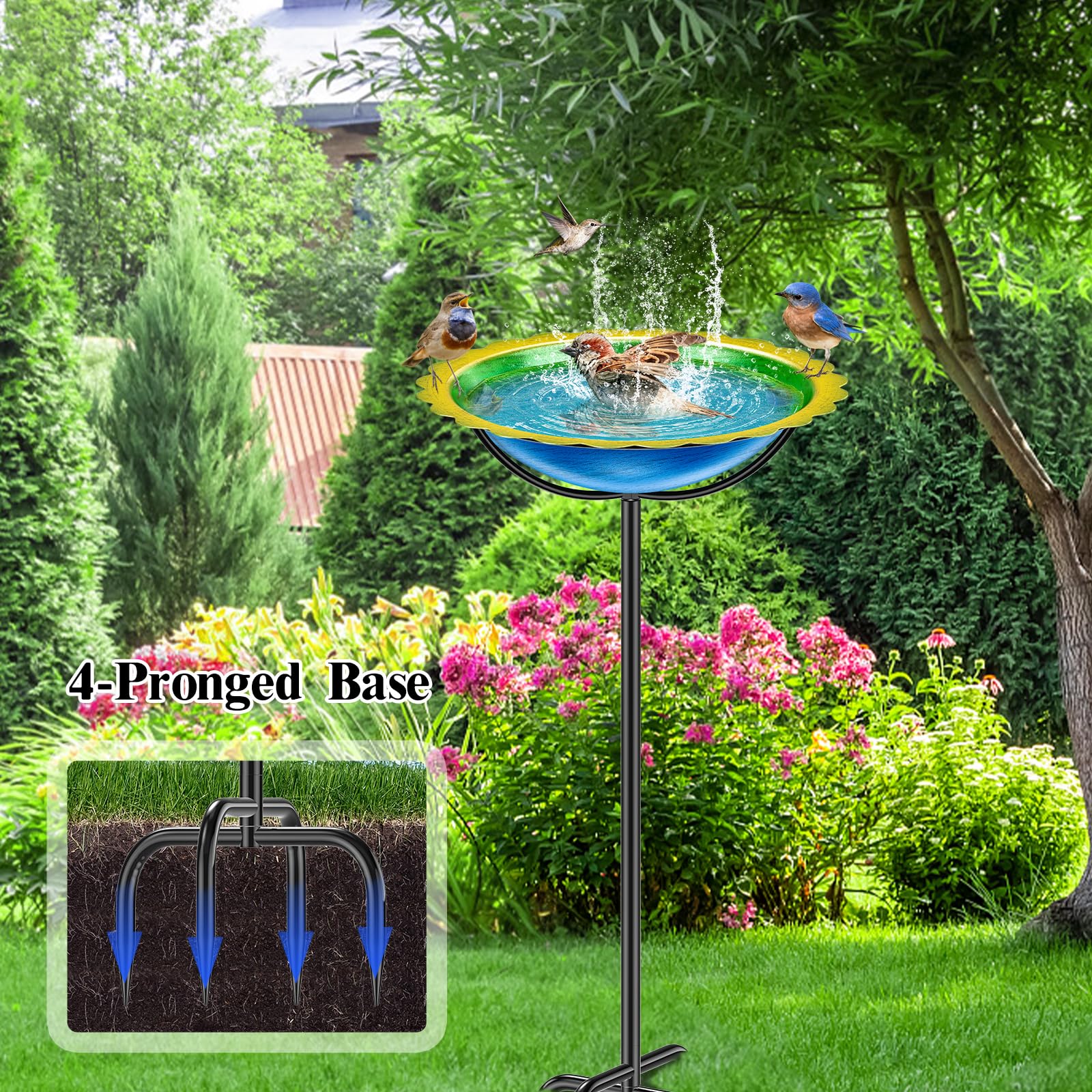 KHayRovies bird perched using bath demonstrating attraction and natural garden activity