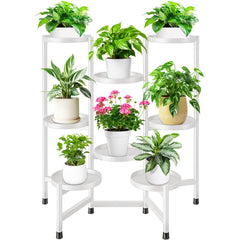 KHayRovies front view cream white stand showing neat plant display and space savings