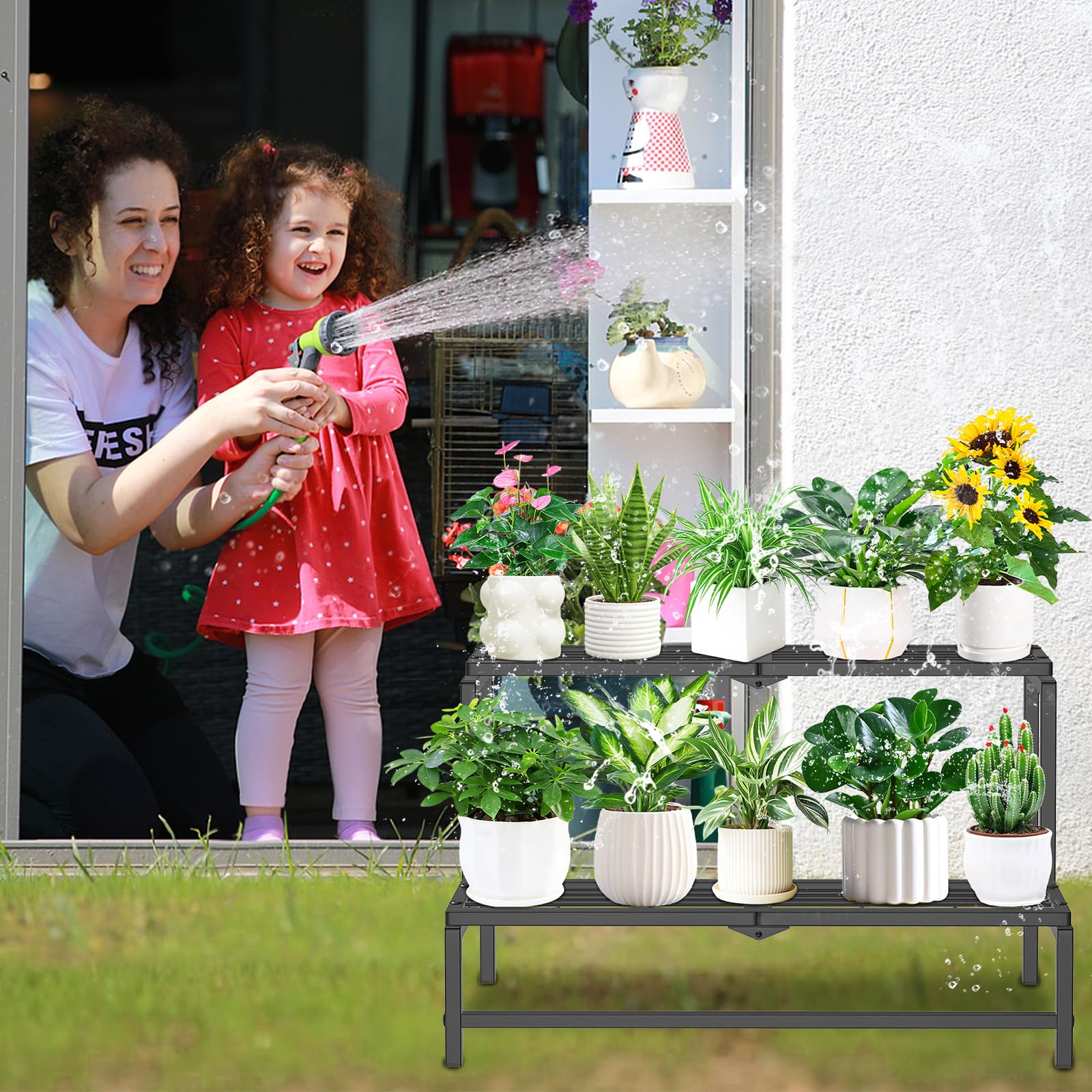 KHayRovies size comparison next to a 6-inch pot illustrating shelf capacity and scale