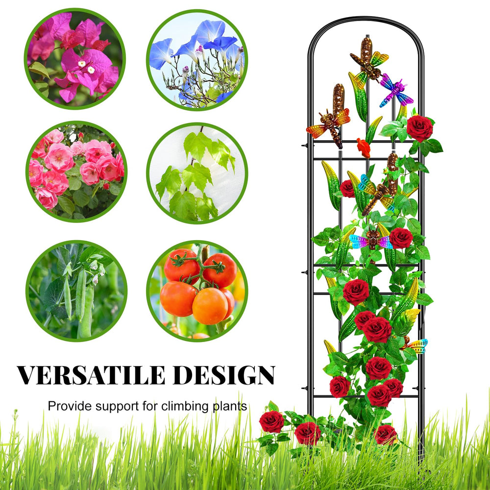 KHayRovies side profile showing 13.5-inch spikes and four legs, secures trellis in soil