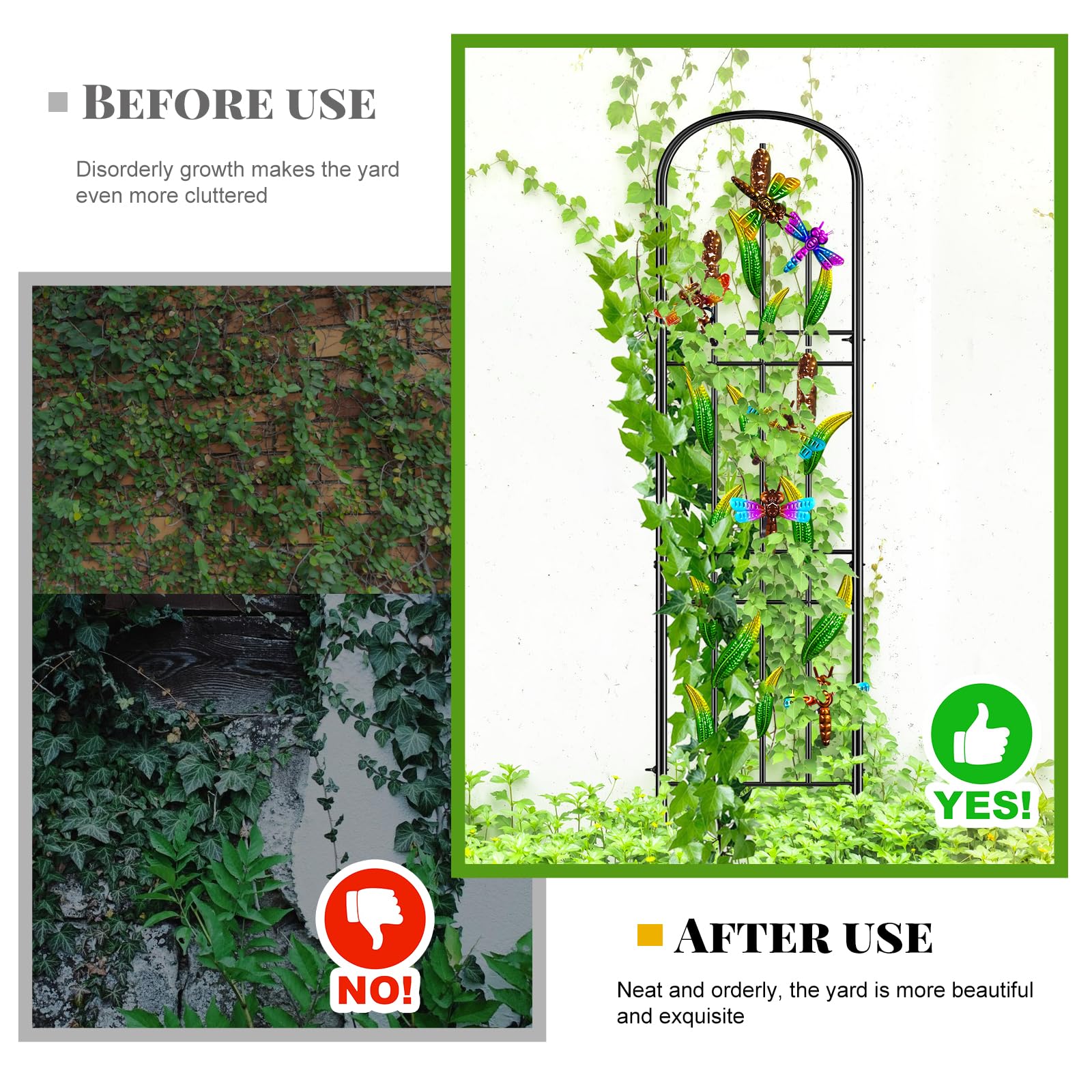 KHayRovies trellis supporting climbing vines, helps train and display plants neatly