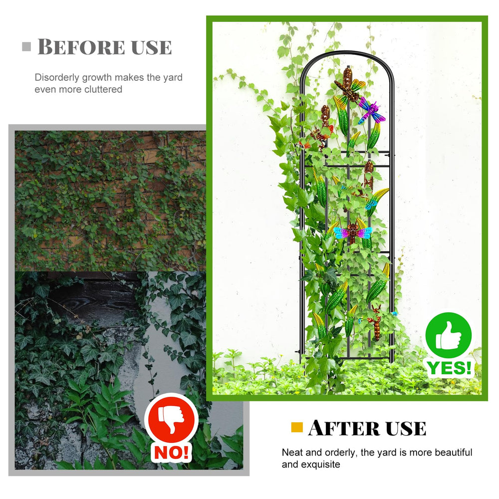 KHayRovies trellis supporting climbing vines, helps train and display plants neatly