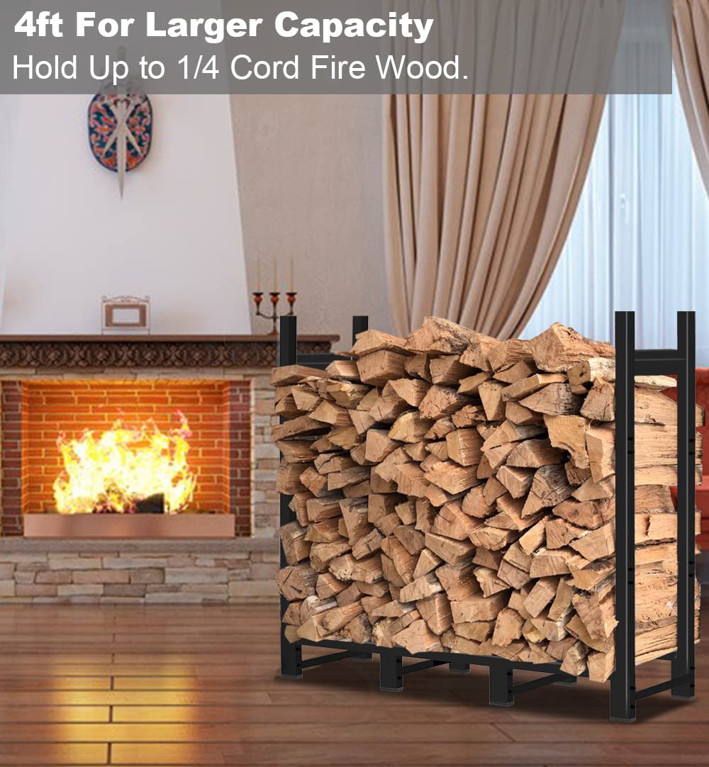 Khordin firewood rack inside garage showing tidy indoor organization benefit