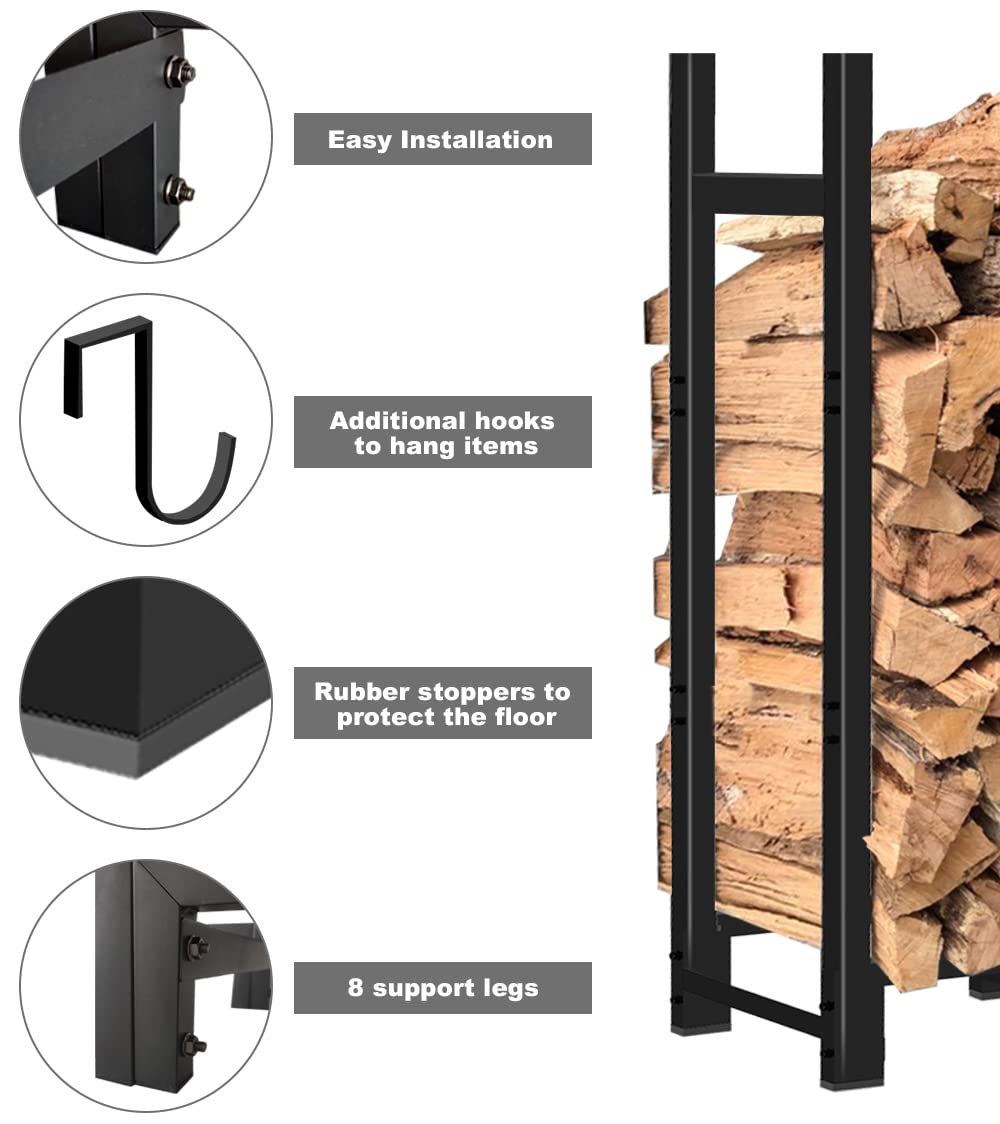 Khordin side profile of adjustable wood rack demonstrating compact depth and organized storage benefit