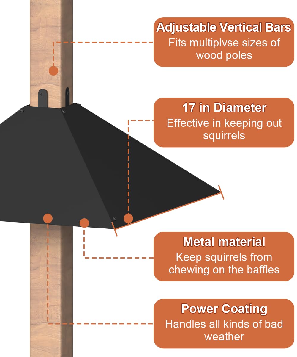 Khordin mounted beside bird feeder keeping squirrels and raccoons away