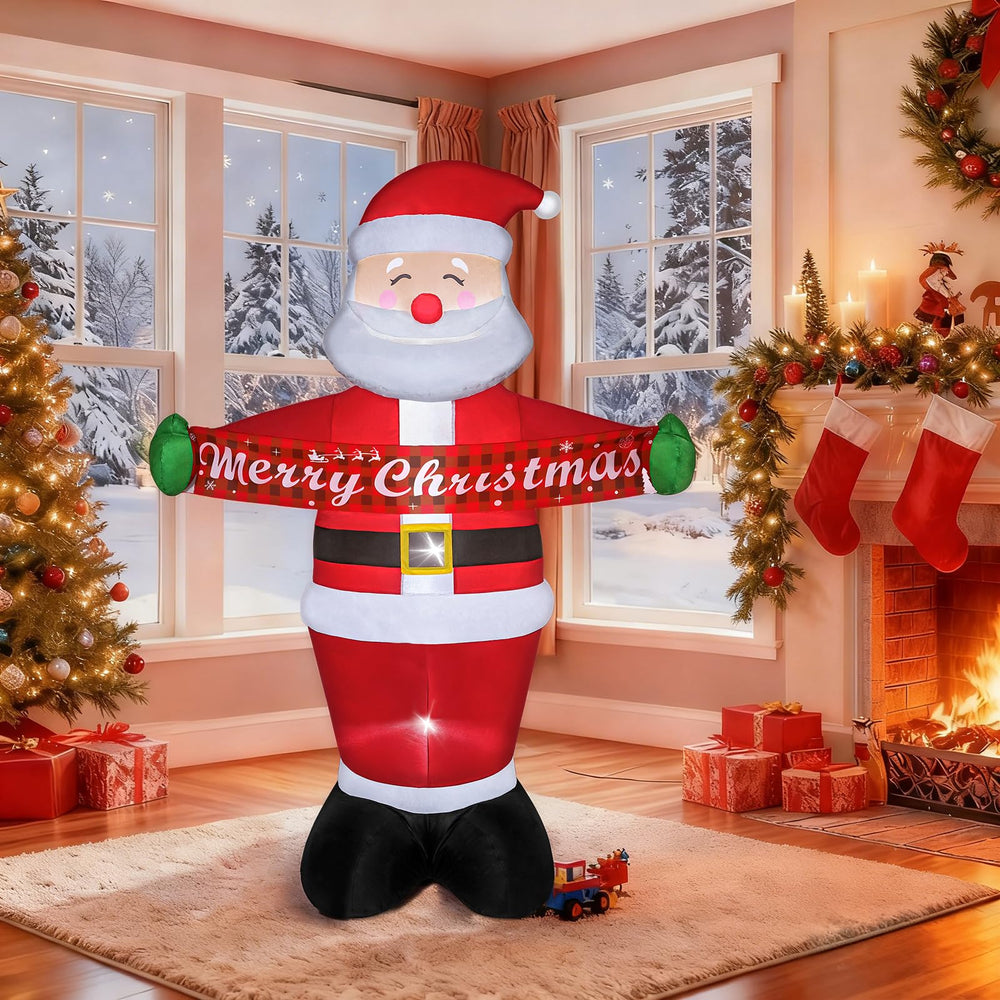 KHOYIME Santa next to porch showing seven-foot scale advantage