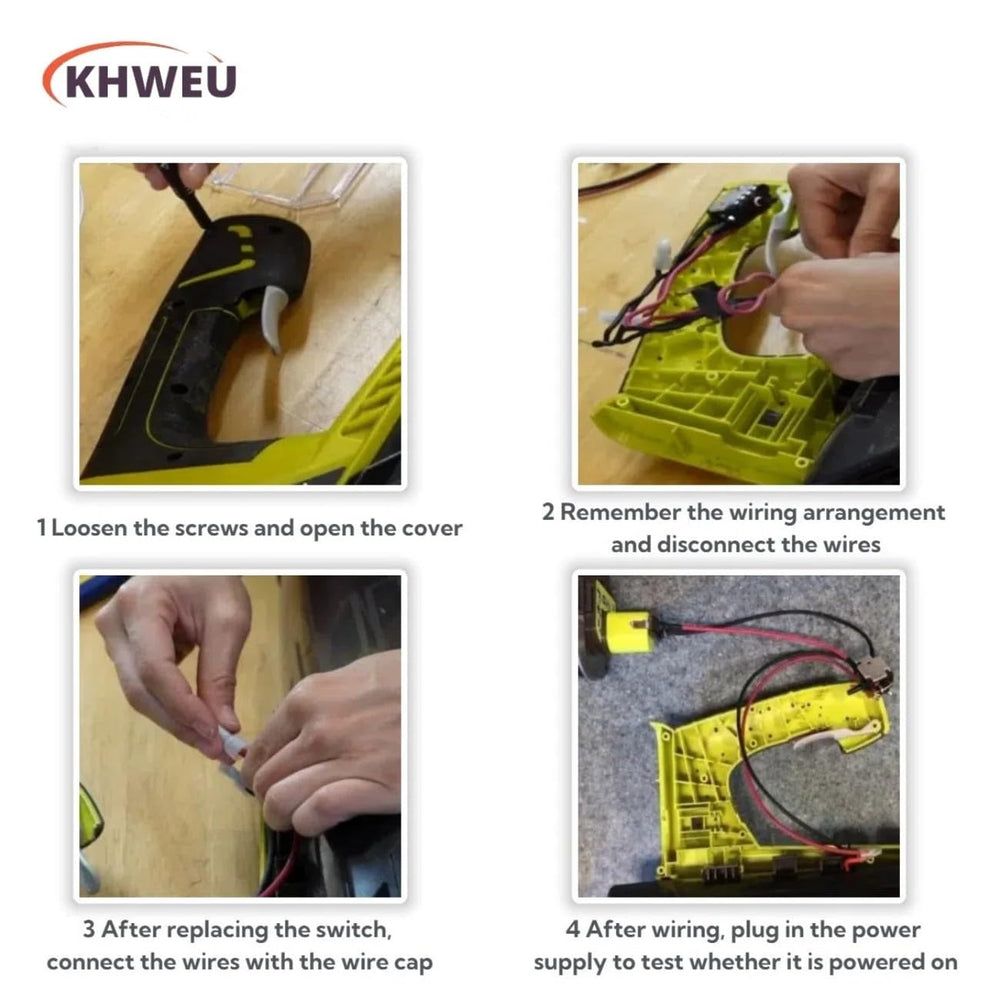KHWEU harness installed in Ryobi blower showing proper fit and restored function