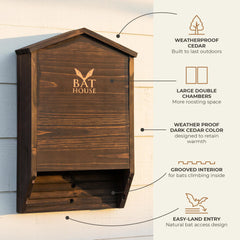 KIBAGA bat house mounted on a pole showing installation benefit: secure positioning