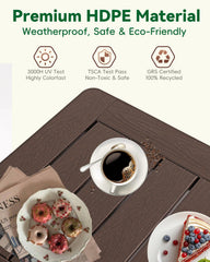 Kibaso table in patio setting with drinks illustrating outdoor usability
